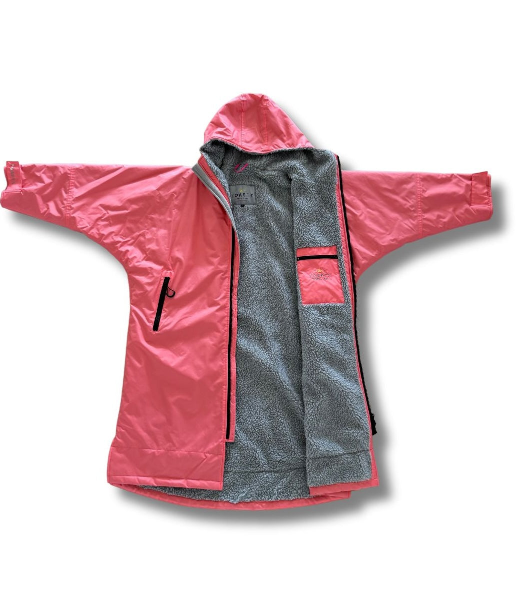 Ultra Warm Fleece Lined Weatherproof Jacket / Outdoor Changing Robe in Pink