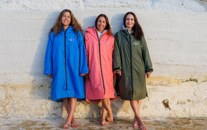 Toasty ultimate weatherproof jackets change robes in aqua pink and khaki