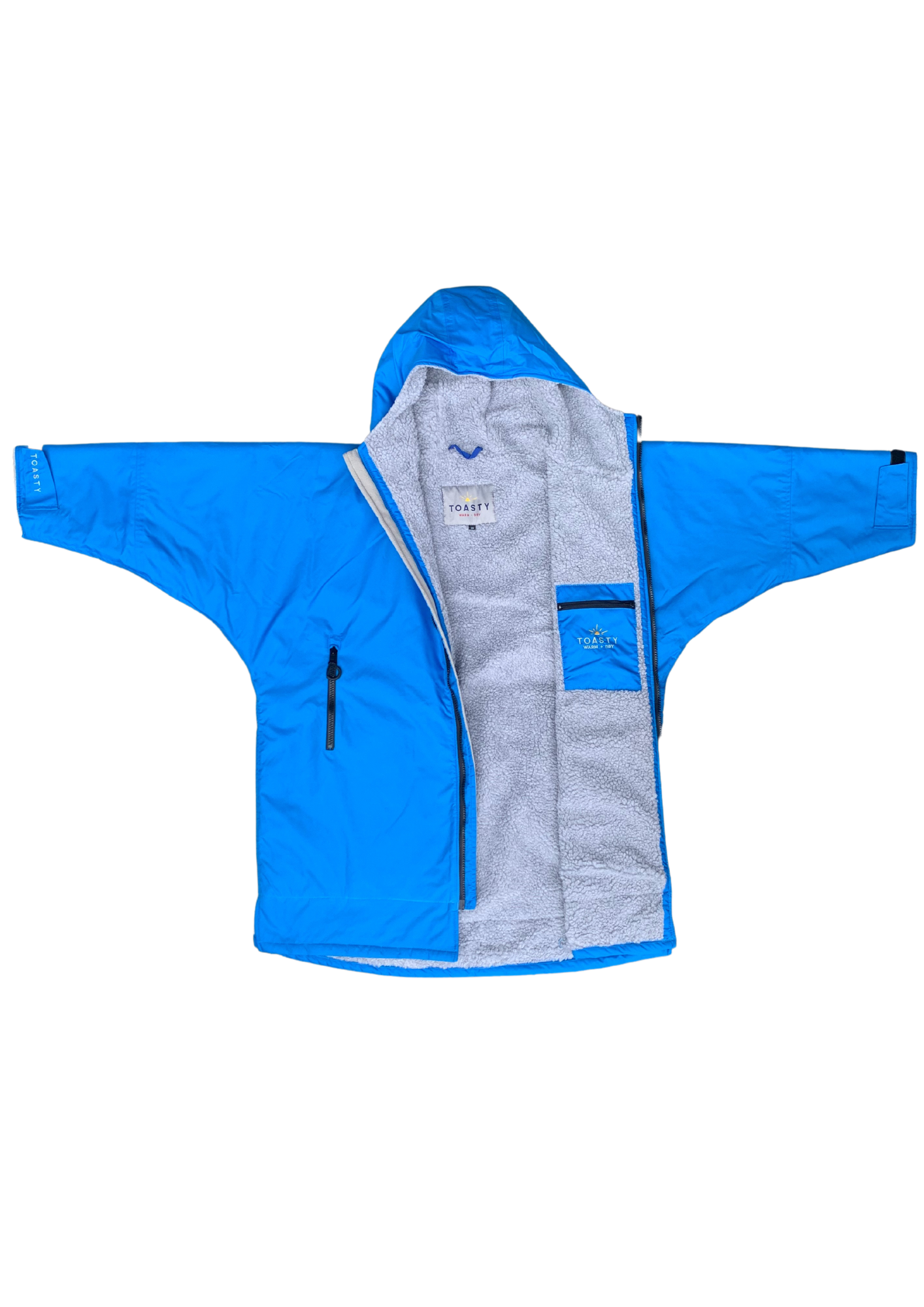 Ultra Warm Fleece Lined Weatherproof Jacket Outdoor Changing Robe in Aqua Blue