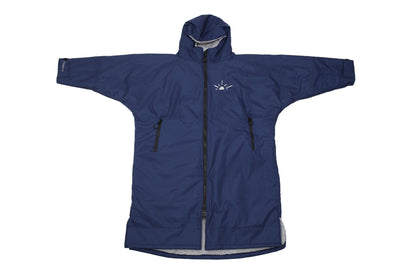 Navy full length Toasty ultimate changing jacket / robe  zipped up