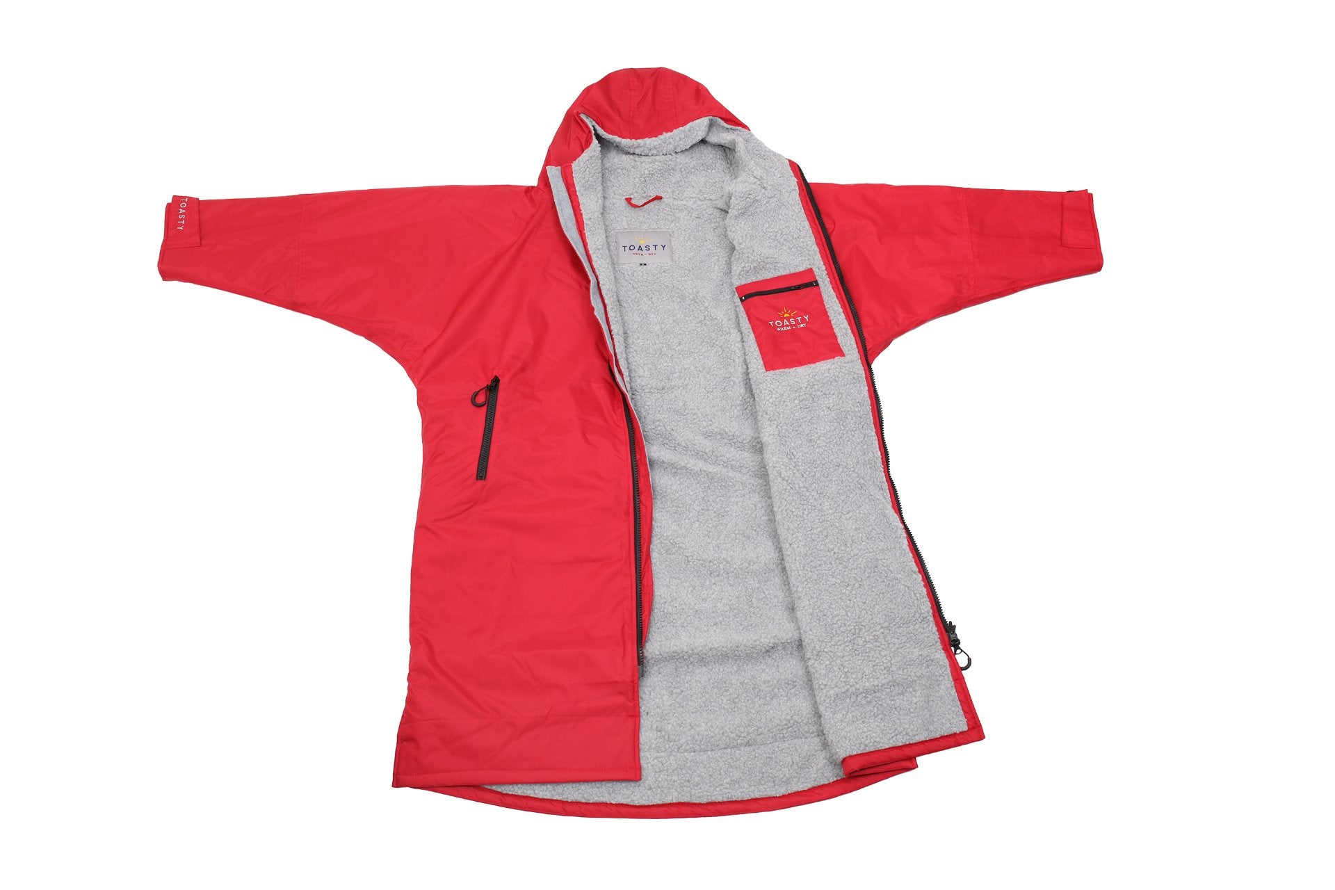 Toasty Kids Red Ultimate changing jacket in Red Open zip