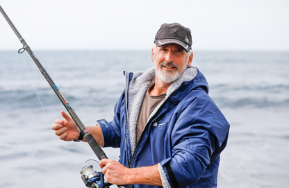 Toasty Navy weatherproof, cosy and multifunctional jacket for all outdoor activities. Fully lined with thick, soft, moisture wicking fleece that acts as a blanket to keep your core warm and dry even during the coldest winter months.